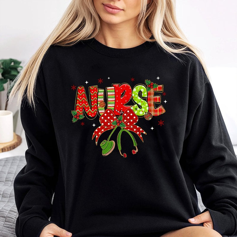 Plaid Stethoscope Holiday Crewneck, Christmas Nurse Sweatshirt, Adorable Xmas Nurse Sweater, Nursing School Graduation Present for Her
