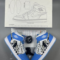 High Top Sneakers, Blue White Black Colorway, Lace Up Design, Casual Gift for Sneaker Fans
