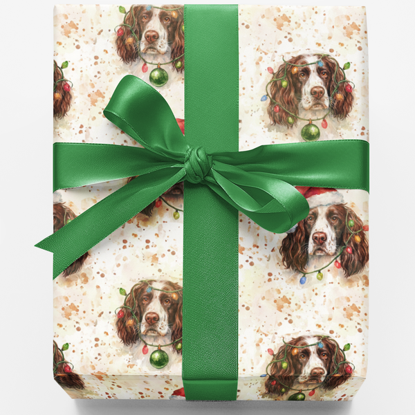 Christmas Dog Gift Wrap, Springer Spaniel Wrapping Paper, Holiday Spaniel Wrapping Paper, Winter Pet Gift Wrap, Dog Lover Chr
