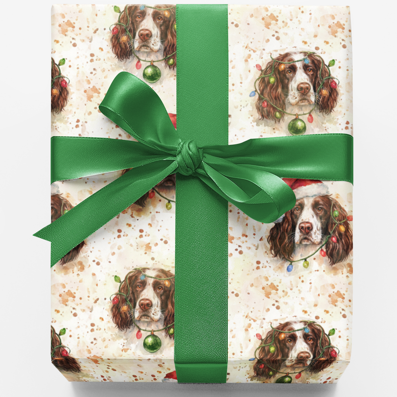 Christmas Dog Gift Wrap, Springer Spaniel Wrapping Paper, Holiday Spaniel Wrapping Paper, Winter Pet Gift Wrap, Dog Lover Christmas Paper