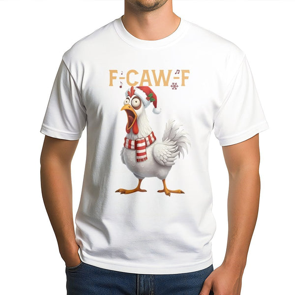F-Caw-F Music Note Shirt, Humorous Chicken Christmas T-Shirt, Humorous Holiday Poultry Tee, Adorable Farm Animal Christmas T-