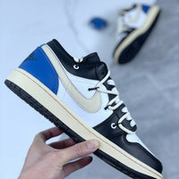 Low Top Sneakers, Blue Black Colorway, Lace Up Design, Casual Gift for Sneaker Fans