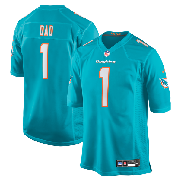 Miami Dolphins Number 1 Dad Aqua Game Jersey