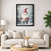 Winter Forest Gnome Canvas Print, Christmas Gnome Canvas Wall Art, Holiday Gnome Wall Decor, Christmas Canvas Art, Family Xmas Present