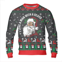 Humorous Santa Claus Xmas Sweatshirt, I Love a Man with a Beard Christmas Sweatshirt, Adorable Holiday Beard Sweatshirt, Winter Crewneck Present