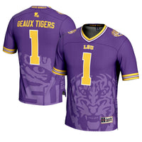 #1 LSU Tigers Icon Print Football Fashion Jersey - Purple
