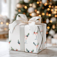 Watercolor Holiday Cocktail Gift Wrap, Pink Martini Christmas Wrapping Paper, Chic Winter Party Wrapping Paper, Elegant Xmas Gift Wrap Roll