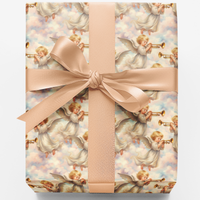 Classic Christmas Cherub Gift Wrap, Vintage Angel Wrapping Paper, Religious Holiday Wrapping Paper, Traditional Xmas Gift Wrap Roll