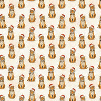 Santa Hat Animal Gift Wrap, Tiger Christmas Wrapping Paper, Festive Wildlife Holiday Wrapping Paper, Adorable Winter Safari Gift Wrap Paper Roll