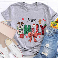 Custom Name Letter Holiday Shirt, Personalized Christmas T-Shirt, Matching Family Xmas Tee, Merry Christmas Present for Family