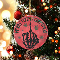 Humorous Rude Skeleton Ornament, Merry Fuckn Christmas Ornament, Middle Finger Holiday Ornament, Edgy Humorous Ceramic Xmas Tree Ornament