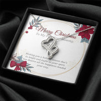 Interlocking Heart Pendant, Double Heart Necklace for Mom, Crystal Heart Necklace, Christmas Holiday Mom Present, Meaningful Jewelry for Her