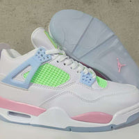 Mid Top Sneakers, White Pink Green Colorway, Valentine Design, Lace Up Design, Casual Gift for Sneaker Fans