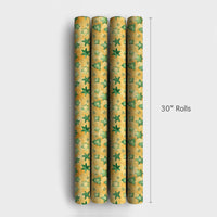 Golden Stars Holiday Gift Wrap, Watercolor Green Tree Christmas Wrapping Paper, Festive Forest Winter Wrapping Paper, Xmas Gift Wrap Roll