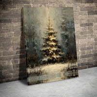 Winter Forest Snowy Landscape Poster, Christmas Tree Canvas Art Print, Impressionist Christmas Canvas, Printable Digital Download Art