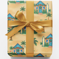 Coastal Palm Present Wrap, Tropical Holiday Home Christmas Wrapping Paper, Warm Weather Xmas Wrap Paper, Beach Holiday Gift Wrapping