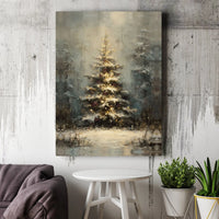 Impressionist Winter Forest Canvas Print, Christmas Tree Canvas Wall Art, Snowy Landscape Wall Decor, Holiday Season Canvas Art Present