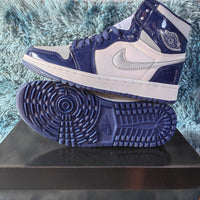 Golf Shoes, Midnight Blue Colorway, Patent Leather Footwear, Lace Up Design, Casual Gift for Shoe Lovers