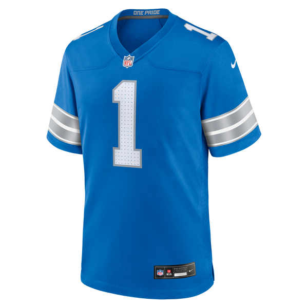 Detroit Lions Number 1 Dad Blue Game Jersey