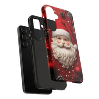 3D Christmas Winter Snowflakes Pinecones Phone Case, Santa Claus Samsung Galaxy Phone Case, Holiday Festive Phone Cover, Tough Phone Case