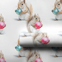 Woodland Animal Holiday Gift Wrap, Squirrel Christmas Wrapping Paper, Adorable Squirrel Wrapping Paper Roll, Festive Winter Wrapping Paper