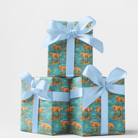 Watercolor Dog Pattern Gift Wrap, Golden Retriever Wrapping Paper, Pet Lover Birthday Wrapping Paper, Adorable Puppy Christmas Present Wrap