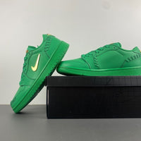 Low Top Sneakers, Green Gold Colorway, Lace Up Design, Casual Gift for Sneaker Fans