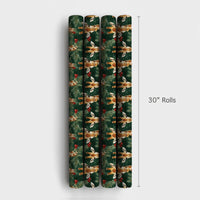 Watercolor Safari Giraffe Gift Wrap, Christmas Giraffe Wrapping Paper, Festive Giraffe Wrapping Paper, Dark Green Pine Holiday Present Wrap