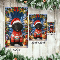 Santa Hat Sweater Dog Yard Flag, Black Poodle Christmas Garden Flag, Holiday Winter Lawn Banner, Adorable Pet Lover Outdoor Xmas Decor