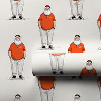 Modern Santa Claus Gift Wrap, Orange Polo Santa Wrapping Paper, Adorable Casual Santa Holiday Wrapping Paper, Humorous Christmas Wrapping Paper