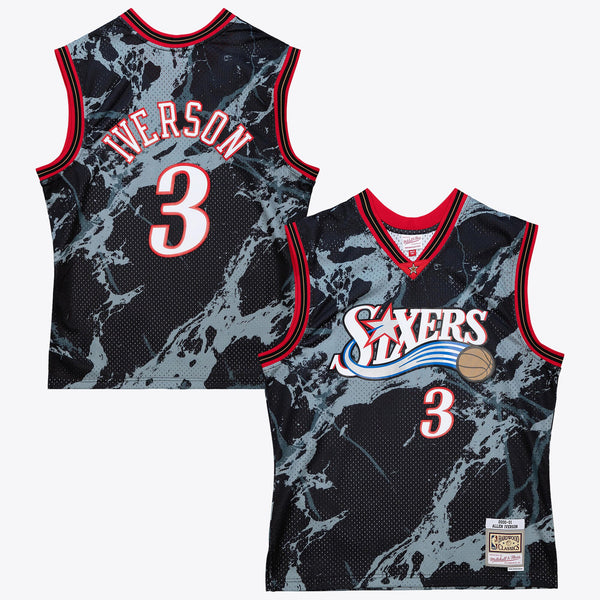 Philadelphia 76ers Allen Iverson 2000 Team Marble Swingman Jersey - Black