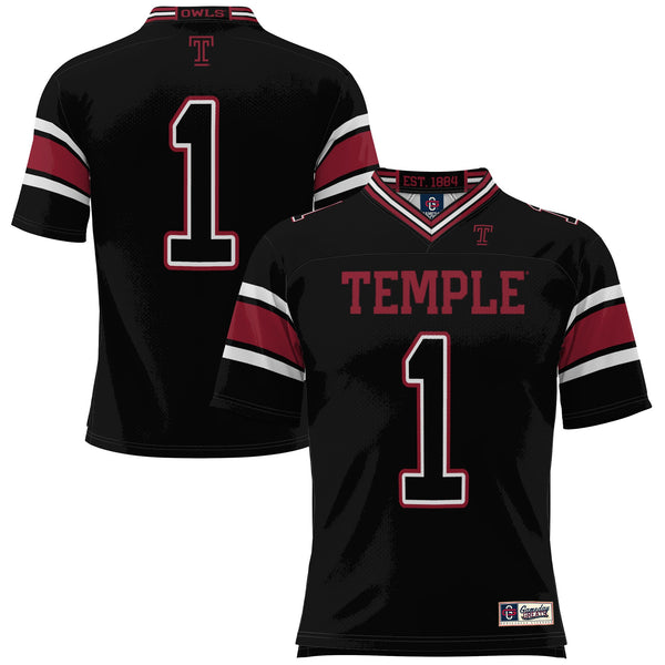 #1 Temple Owls Endzone Football Jersey - Black