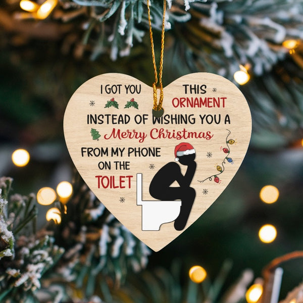 Rude Gag Present Christmas Heart Keepsake, Humorous Toilet Humor Heart Ornament, Ceramic Holiday Tree Decor, Secret Santa Hea