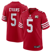 San Francisco 49ers Mike Evans Scarlet 80th Anniversary Game Jersey