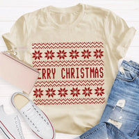 Floral Christmas Flower Shirt, Merry Christmas Waves T-Shirt, Adorable Holiday Graphic Tee, Retro Botanical Xmas Shirt, Festive Christmas Present