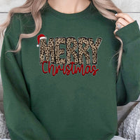 Retro Holiday Christmas Sweatshirt, Leopard Merry Christmas Sweatshirt, Festive Christmas Crewneck, Comfy Winter Holiday Sweatshirt