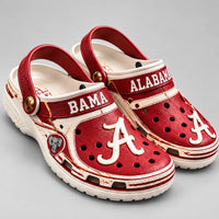 ALA Script A - Crimson and Cream Statement Clogs