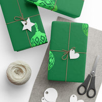 Geometric Ornament Gift Wrap, Green Christmas Gift Wrapping Paper, Holiday Gift Wrapping Paper, Festive Xmas Present Wrapping Paper Roll