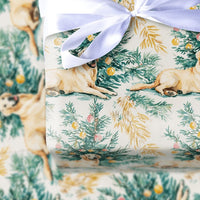 Christmas Dog Gift Wrap, Yellow Labrador Tree Wrapping Paper, Watercolor Puppy Wrapping Paper, Holiday Pet Gift Wrap, Dog Lover Present Wrap