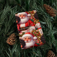 Black Santa Selfie Holiday Gift Wrap, African American Santa Wrapping Paper, Christmas Present Wrapping Paper Roll, Kids Holiday Paper Roll