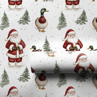 Duck Hunter Gift Wrap, Santa and Mallard Duck Wrapping Paper, Watercolor Christmas Wrapping Paper, Nature Lover Holiday Present Gift Wrap