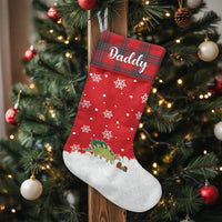 Personalized Red Plaid Stocking, Dinosaur Christmas Stocking, Adorable Dino Holiday Stocking, Custom Kids Christmas Stocking, Family Xmas Present