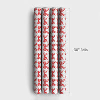 Watercolor Bows Gift Wrap, Red Bow Wrapping Paper, Festive Holiday Bow Wrapping Paper, Christmas Gift Wrap, Elegant Birthday Present Paper