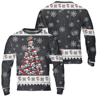 Gothic Holiday Christmas Sweater, Skull Christmas Tree Ugly Sweater, Spooky Santa Hat Sweater, Retro Alternative Xmas Sweatshirt