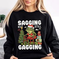Humorous Christmas Frog Sweatshirt, Sagging but Still Gagging Sweatshirt, Adult Humor Xmas Crewneck, Retro Holiday Gag Present Frog Sweatshirt