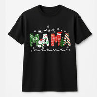Adorable Holiday Lettering Graphic Tee, Mama Claus Christmas T-Shirt, Festive Mom Christmas Shirt, Matching Family Xmas Outfit Tee