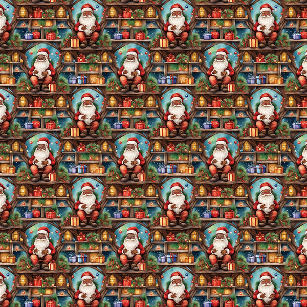 Black Santa Gift Wrap, African American Santa Wrapping Paper, Comfy Christmas Paper, Holiday Present Wrapping Paper, Festive 
