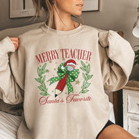 Santa's Favorite Pencil Holiday Crewneck, Merry Teacher Sweatshirt, Adorable Christmas Teacher Sweater, School Staff Pullover, Educator Present