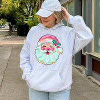 Oil Painting Brushstroke Santa Graphic Hoodie, Retro Santa Hoodie, Vintage Holiday Sweatshirt, Aesthetic Christmas Hooded Pullover