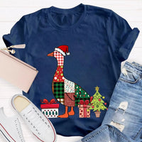 Colorful Holiday Geese Christmas Tree Tee, Christmas Geese T-Shirt, Festive Winter Animal Graphic Shirt, Adorable Xmas Present for Women Men